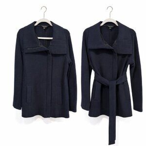 Ann Taylor Navy Blue Wool Blend Wrap Jacket – Size Small